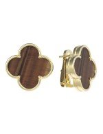 Серьги из лимонного золота 585 пробы c тигровым глазом