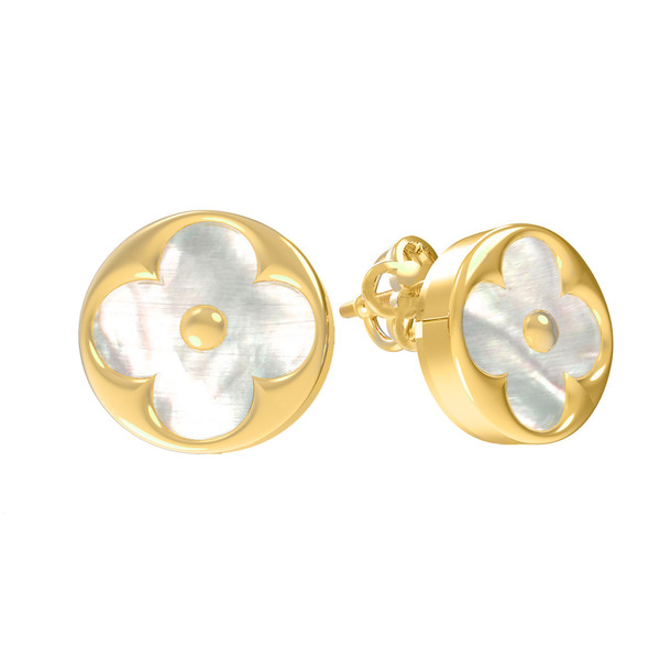 Серьги из лимонного золота c перламутром