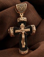 Крест из золота 585 пробы c эбеновым деревом
