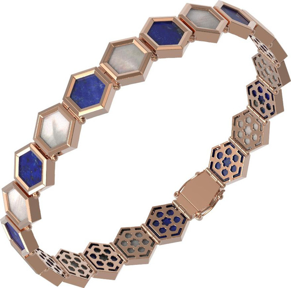 Браслет из золота c лазуритом и перламутром