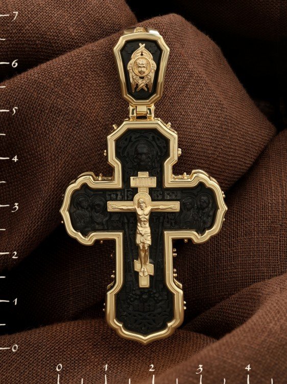 Крест из лимонного золота c эбеновым деревом