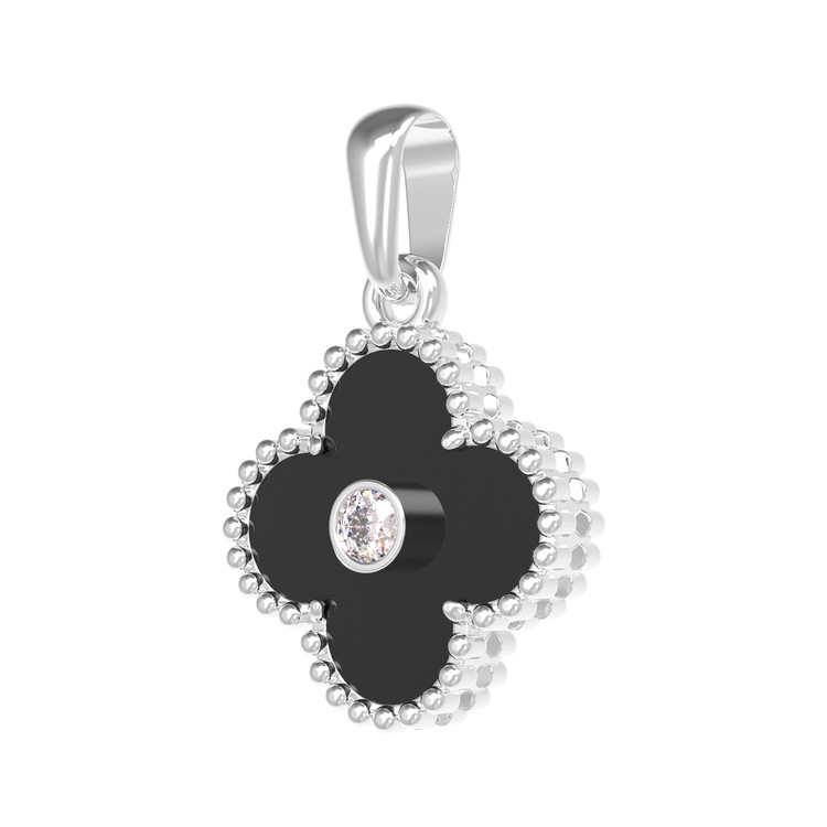 Подвеска из белого золота c бриллиантами и ониксом