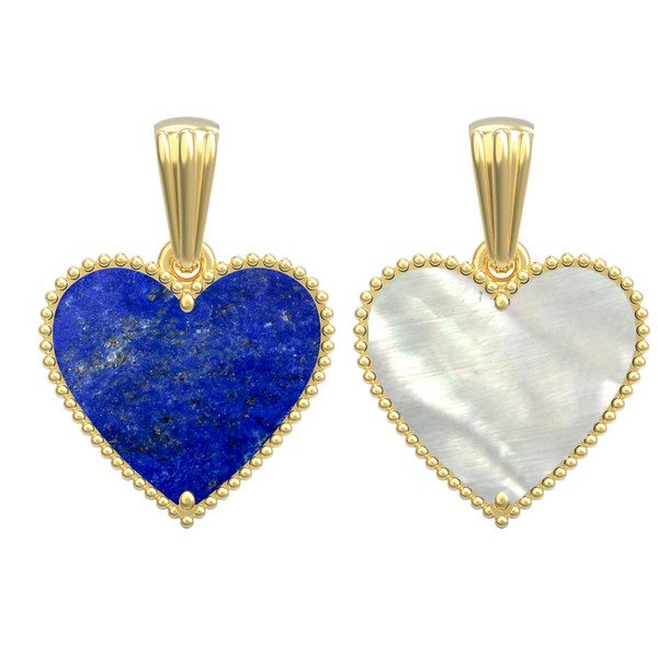 Подвеска из лимонного золота c лазуритом и перламутром