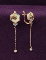 Серьги из золота 585 пробы c бриллиантами и перламутром