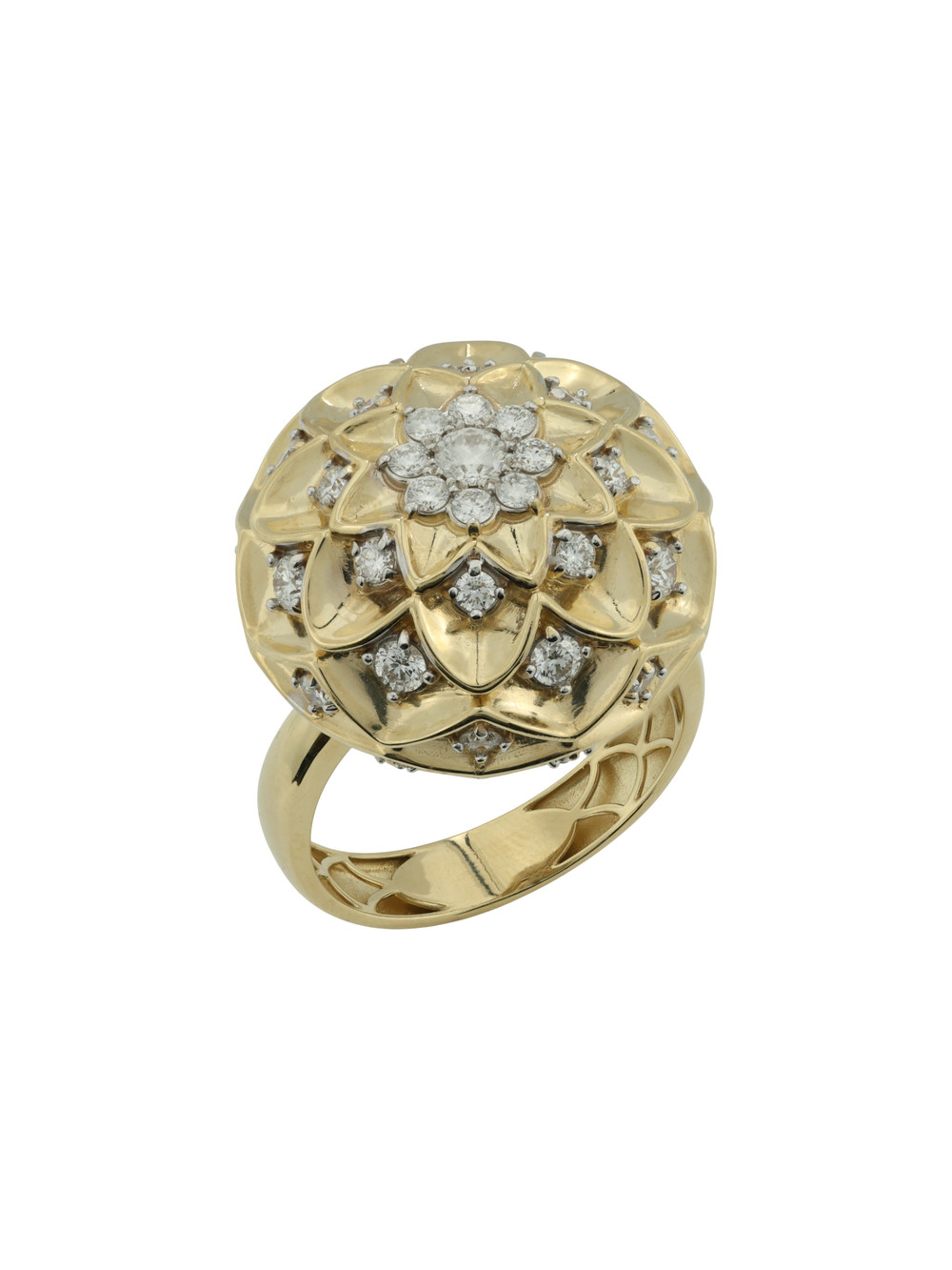 Кольцо из лимонного золота c бриллиантами