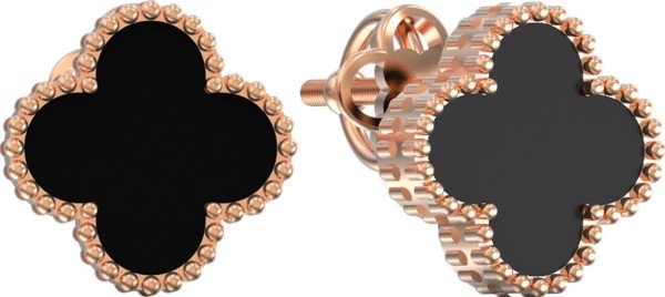 Серьги из золота 585 пробы c ониксом
