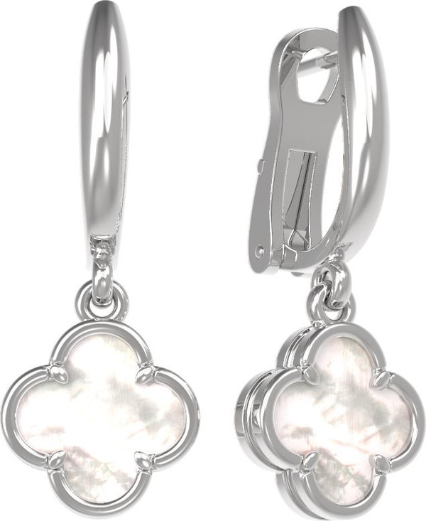 Серьги из белого золота c перламутром