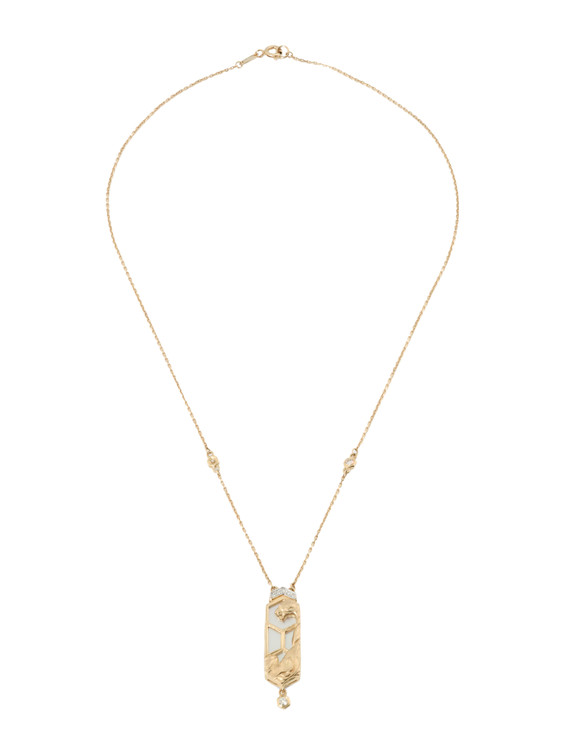 Колье из золота c бриллиантами и перламутром