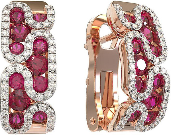 Серьги из золота c бриллиантами и рубином