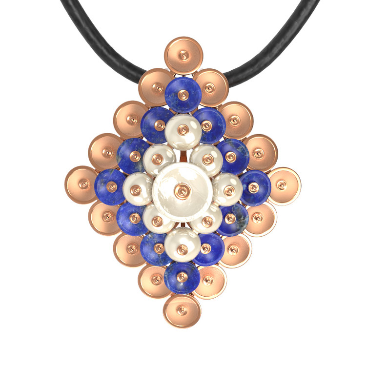 Подвеска из золота c лазуритом и перламутром