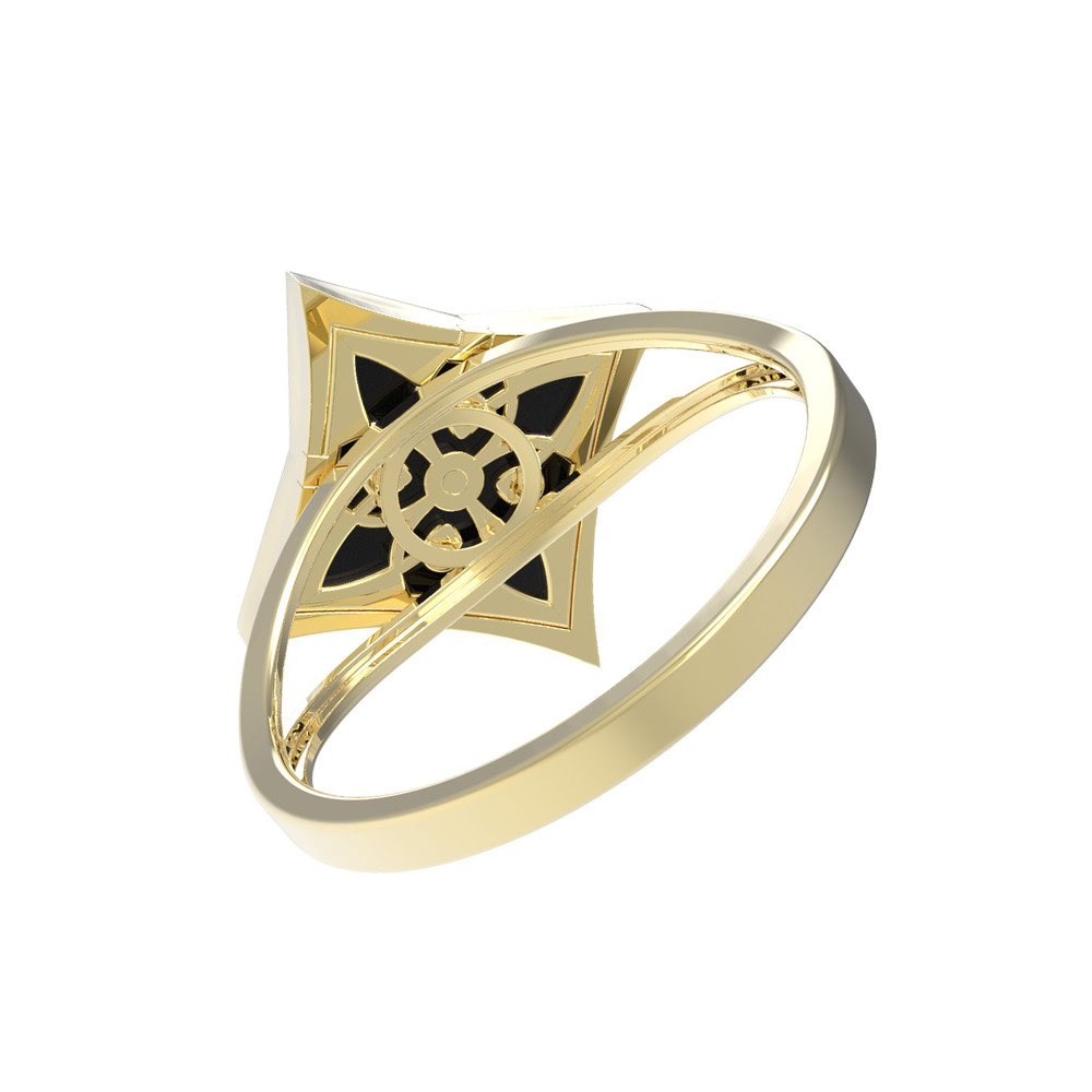 Кольцо из лимонного золота c ониксом