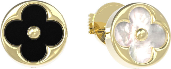 Серьги из лимонного золота c ониксом и перламутром