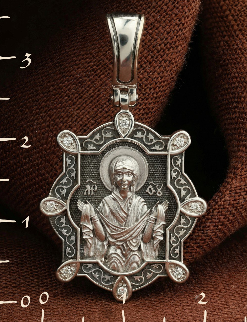 Образок из белого золота 585 пробы c бриллиантами