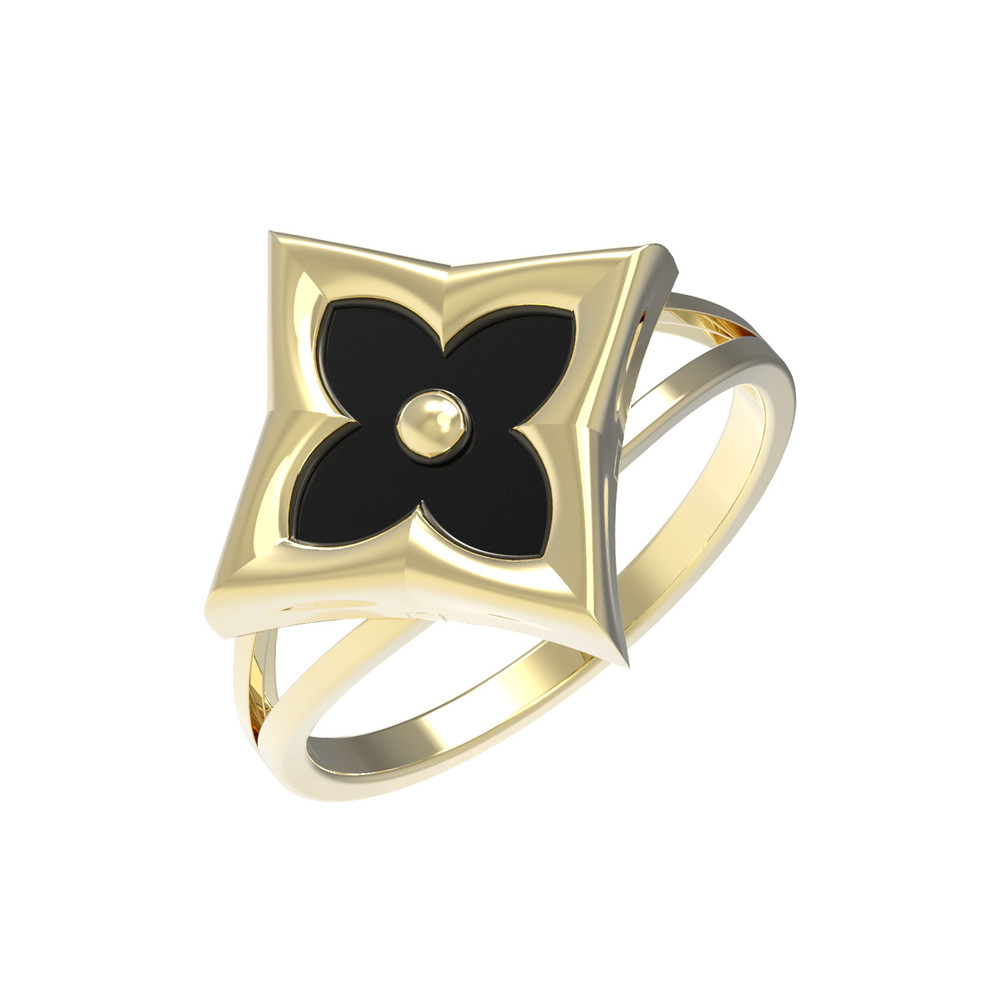 Кольцо из лимонного золота c ониксом