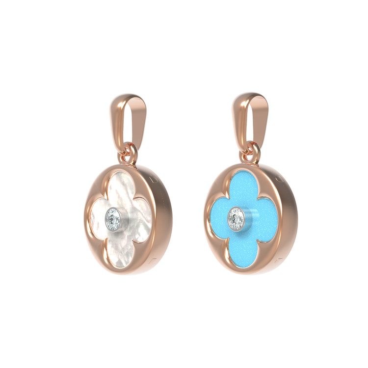 Подвеска из золота c бриллиантами, бирюзой и перламутром