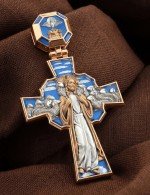 Крест из золота 585 пробы c эмалью