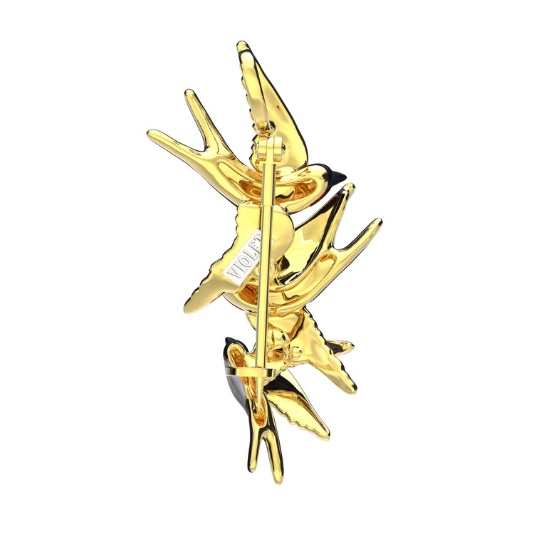 Брошь из лимонного золота c эмаль