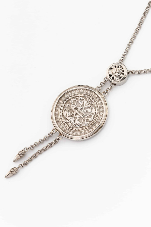 Колье из белого золота c эмаль