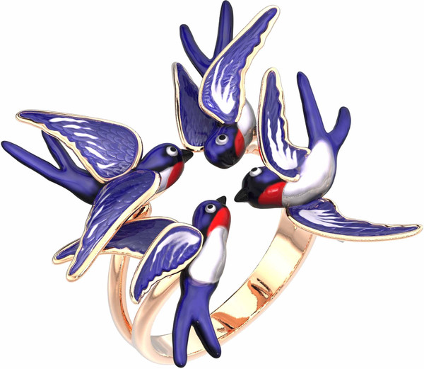 Кольцо из золота c эмаль