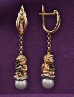 Серьги из золота 585 пробы c жемчугом