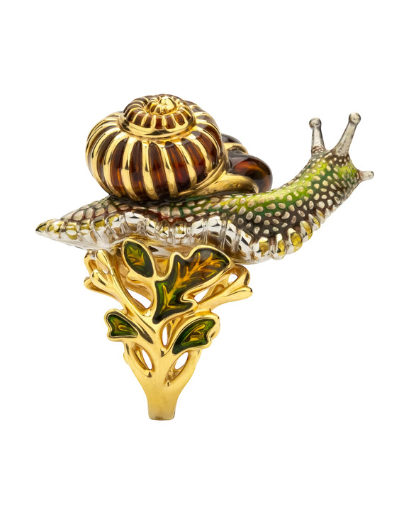 Кольцо из лимонного золота c эмаль