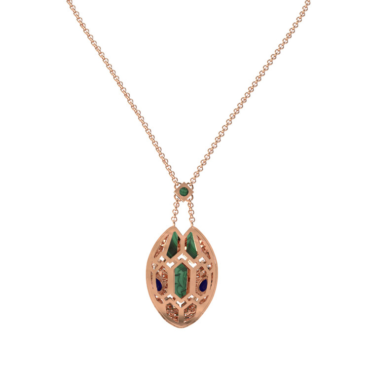 Колье из золота c бриллиантами, сапфиром и малахитом