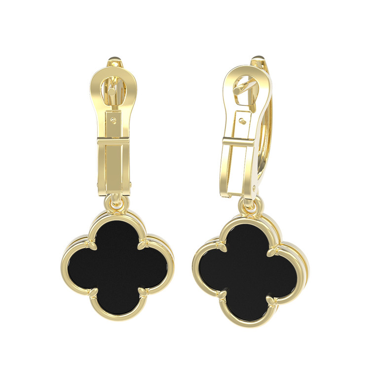 Серьги из лимонного золота c ониксом