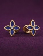 Серьги из золота 585 пробы c бриллиантами и лазуритом
