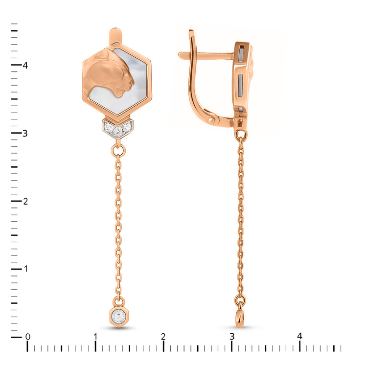 Серьги из золота c бриллиантами и перламутром