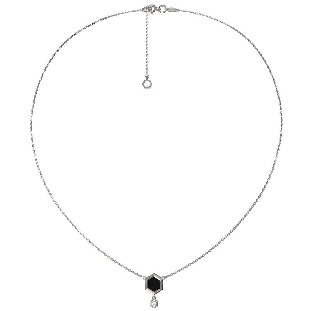 Колье из белого золота c бриллиантами и ониксом