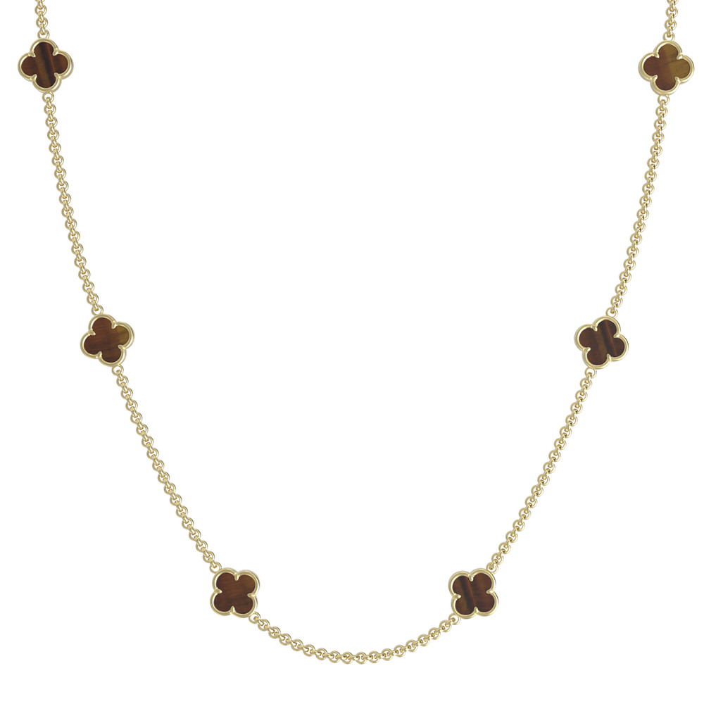 Колье из лимонного золота c тигровым глазом