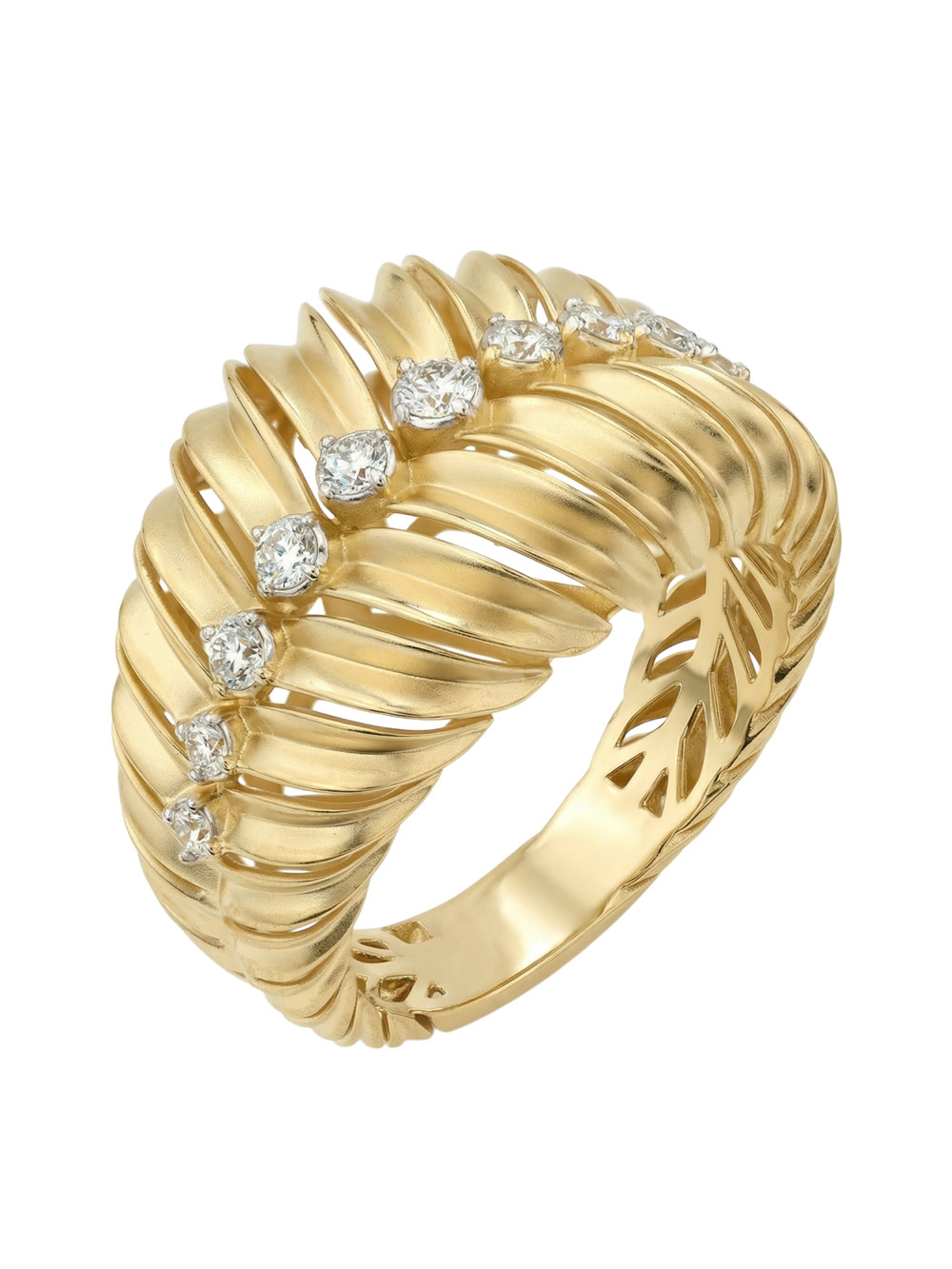 Кольцо из лимонного золота c бриллиантами