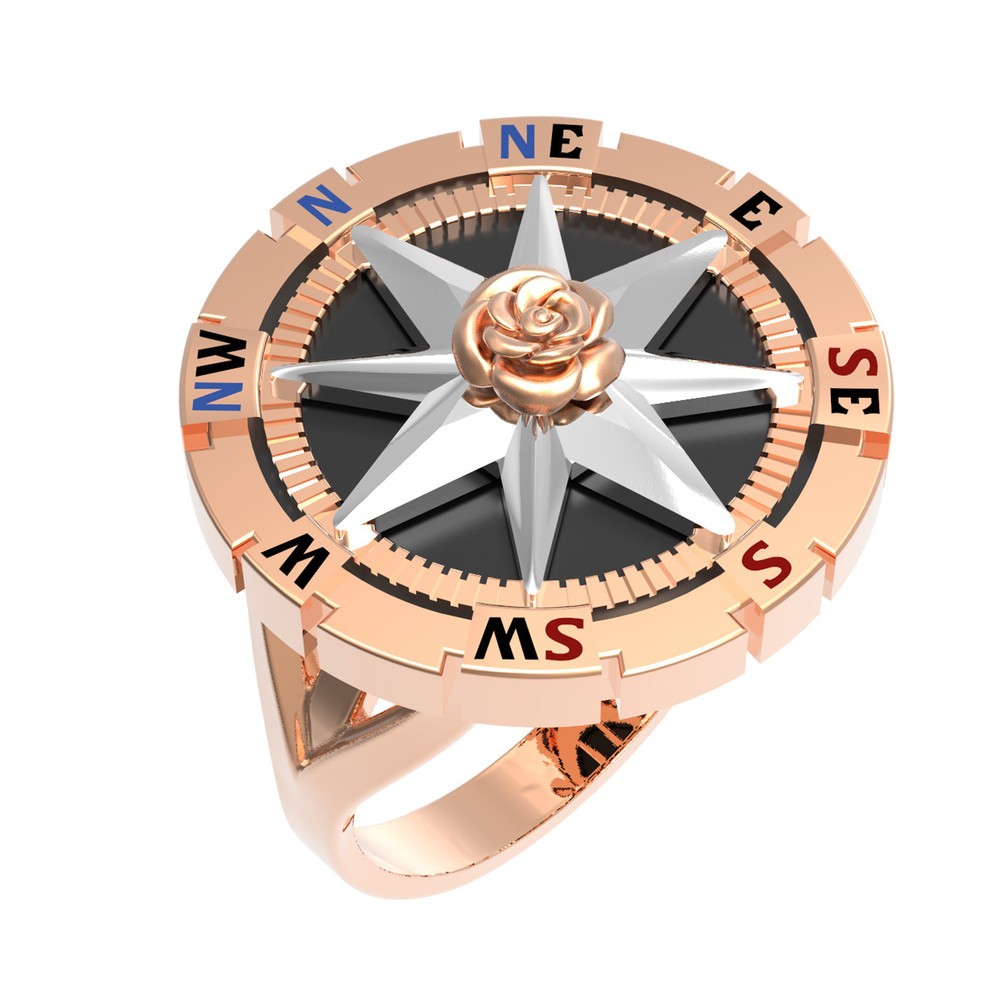 Кольцо из золота c эмаль и ониксом