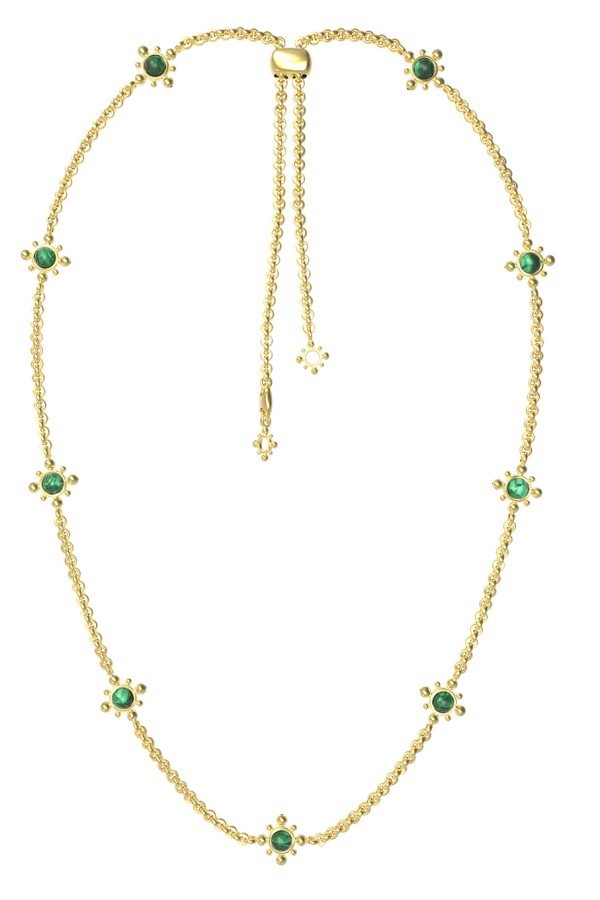 Колье из лимонного золота 585 пробы c малахитом