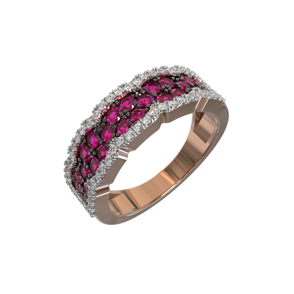 Кольцо из золота c бриллиантами и рубином