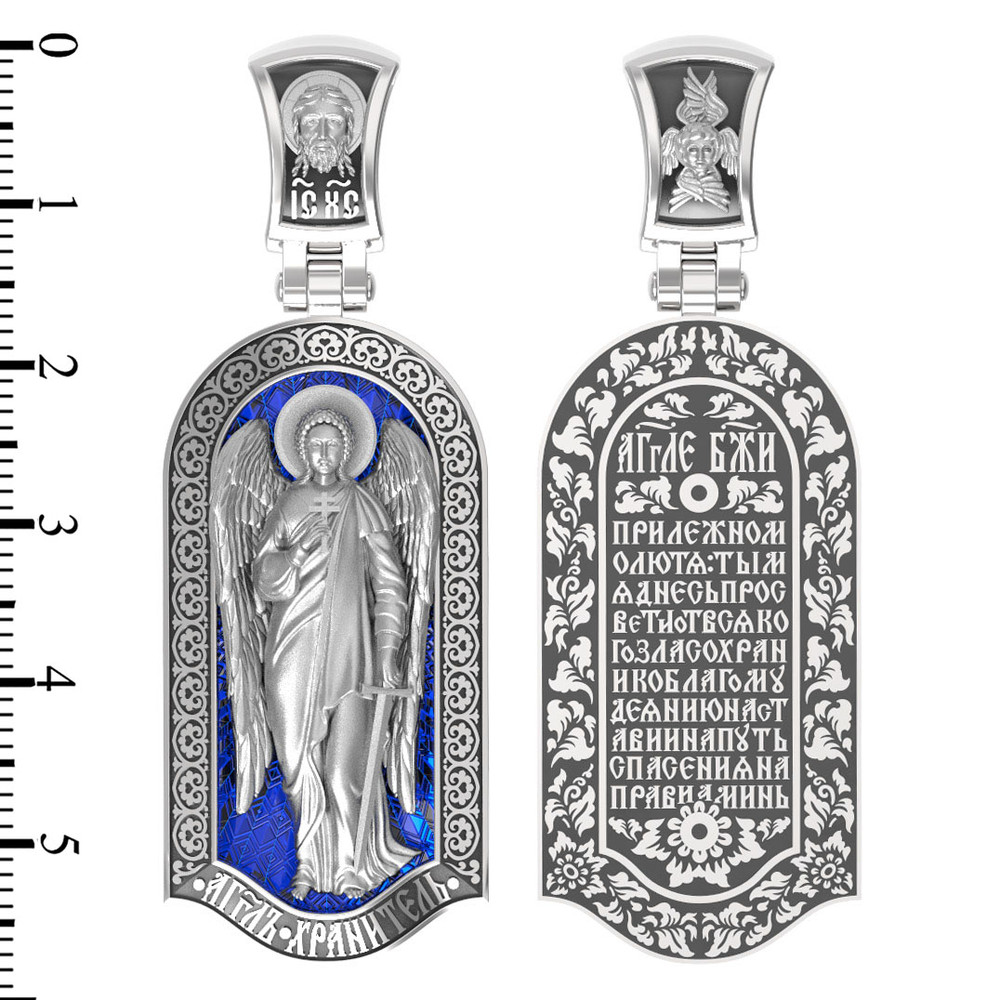 Образок из белого золота c эмаль