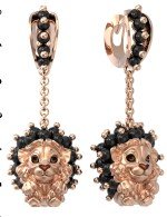 Серьги из золота 585 пробы c эмалью и ониксом