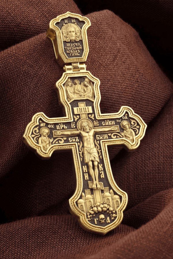 Крест из лимонного золота 585 пробы