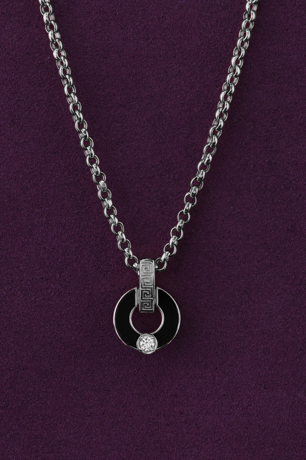 Колье из белого золота c бриллиантами и ониксом