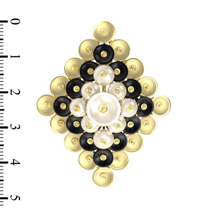 Подвеска из лимонного золота c ониксом и перламутром