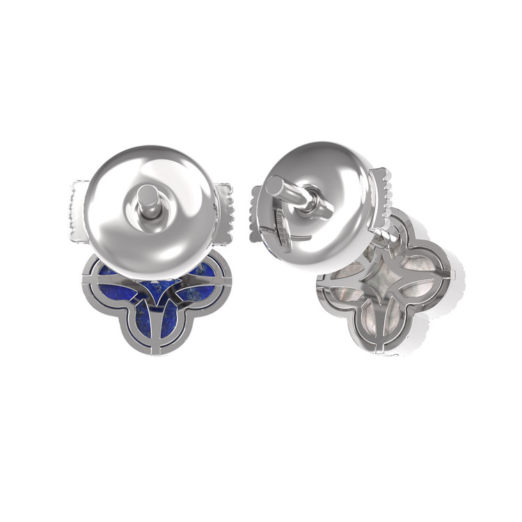 Серьги из белого золота c бриллиантами, лазуритом и перламутром