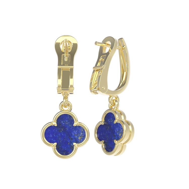 Серьги из лимонного золота c лазуритом