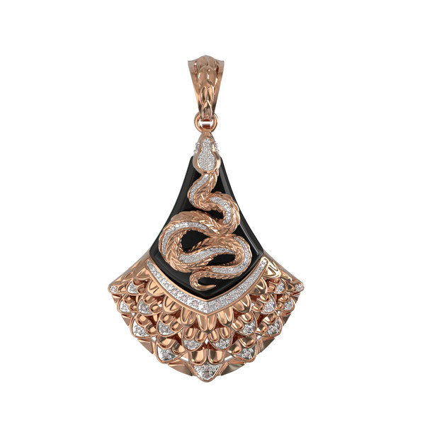 Подвеска из золота c бриллиантами и ониксом