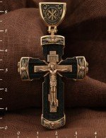Крест из золота 585 пробы c эбеновым деревом