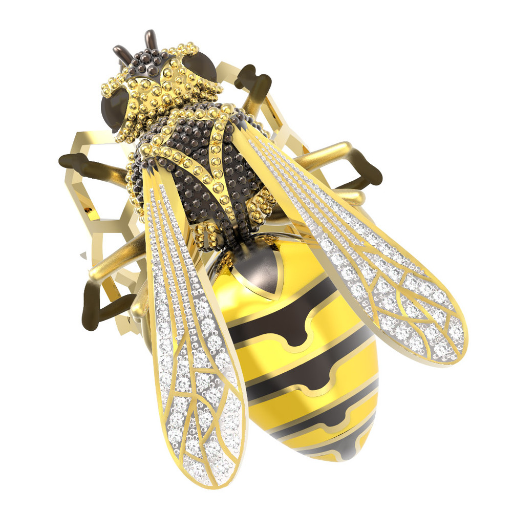 Кольцо из лимонного золота c эмаль и бриллиантами