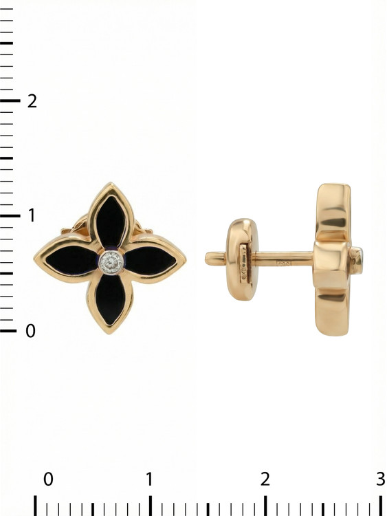 Серьги из золота c бриллиантами и ониксом