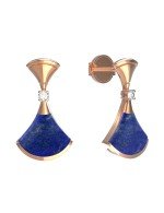 Серьги из золота 585 пробы c бриллиантами и лазуритом