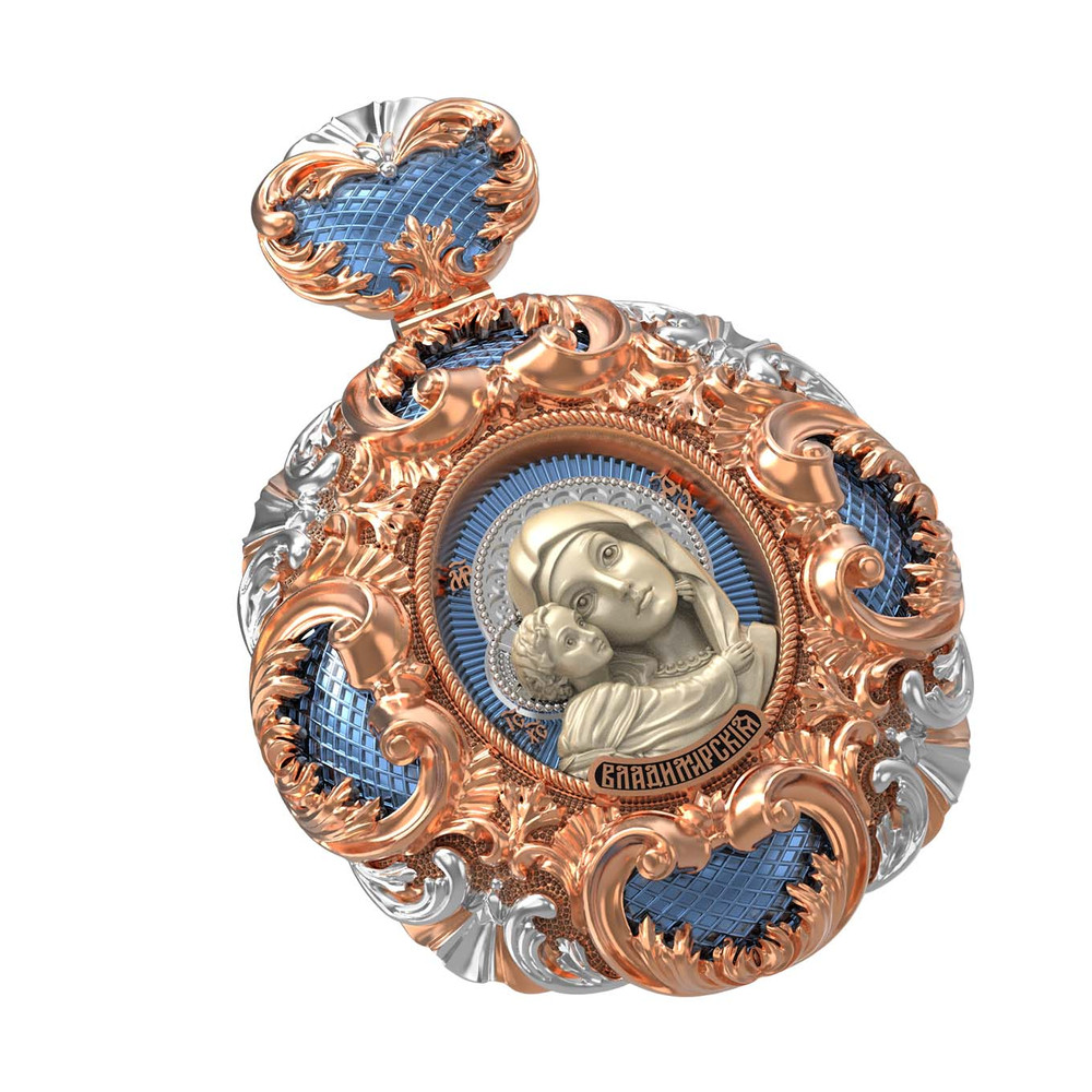 Образок из золота c эмаль и бивнем мамонта