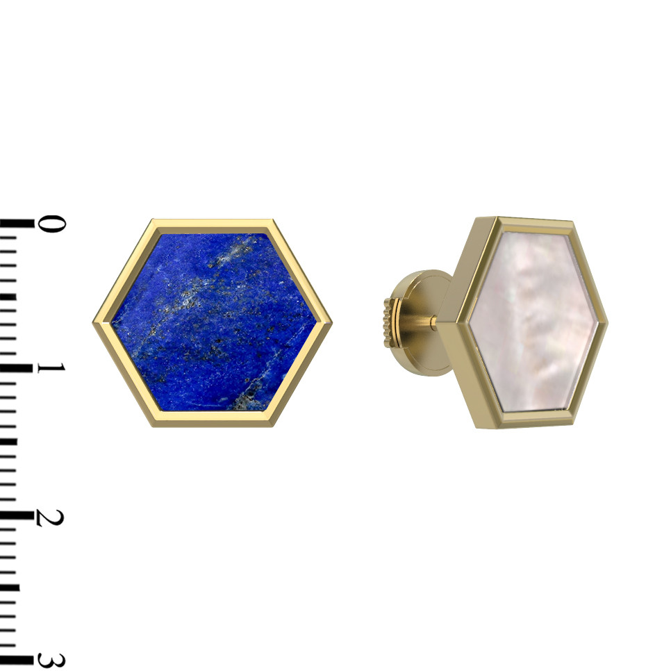 Серьги из лимонного золота c лазуритом и перламутром