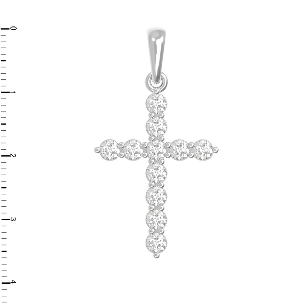 Крест из белого золота c бриллиантами